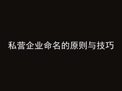 私营企业命名的原则与技巧