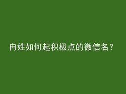 冉姓如何起积极点的微信名？