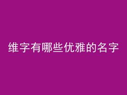 维字有哪些优雅的名字